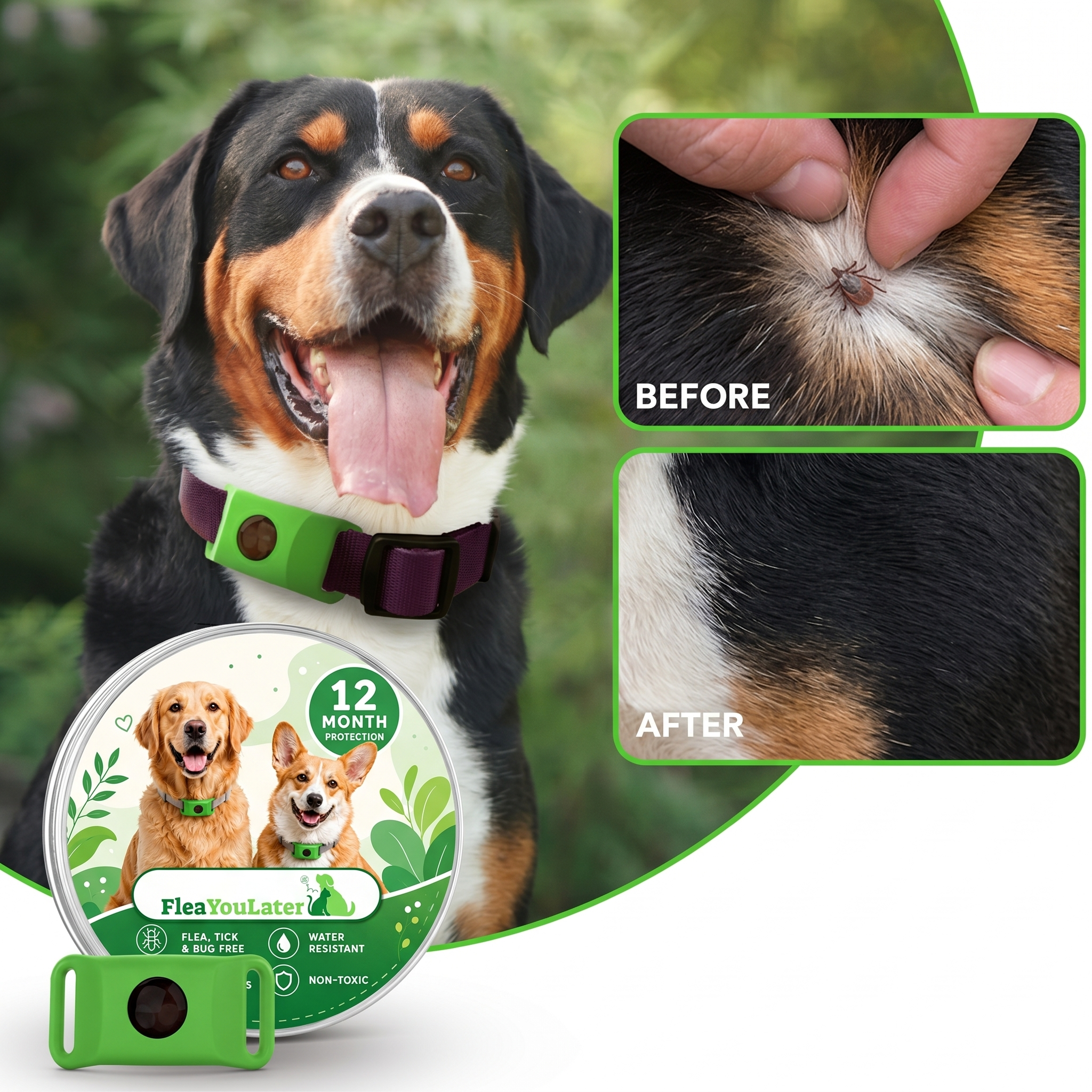 12 Months Chemical-Free Flea & Tick Tag for Dogs